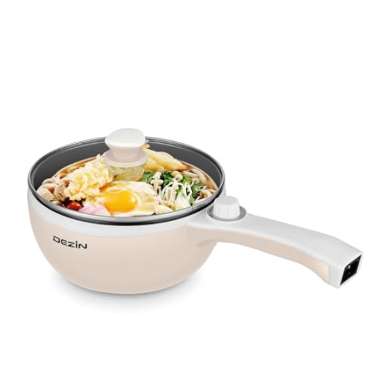 Denzin Multi-Function Electric Hot Pot, Beige 1.5L Mini Portable Power Adjustment