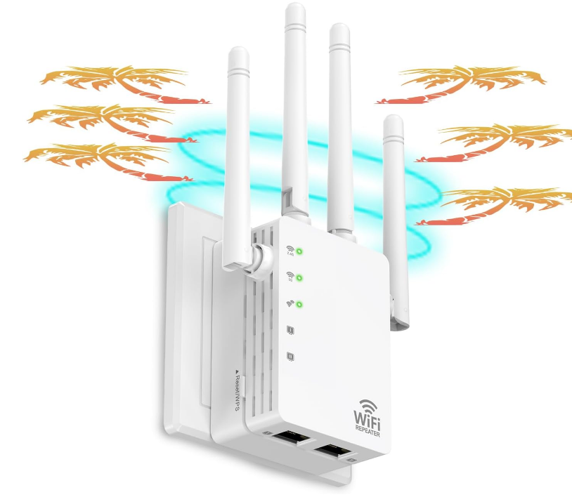 1200Mbps Dual Band 2.4&5GHz WiFi Extender Signal Booster, Cover 12880 Sqft 2 Ethernet Port