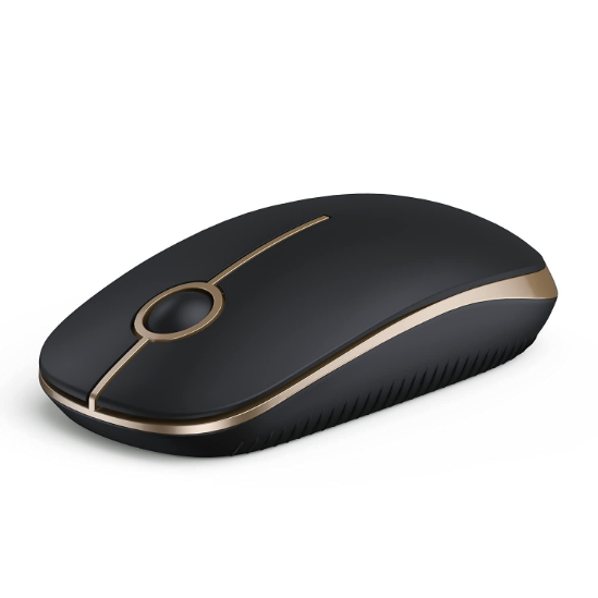Black & Gold Wireless Mouse, 2.4G Slim Portable Nano USB-A Receiver