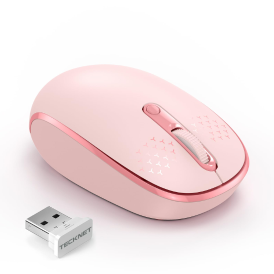 Pink Wireless Mouse, 2.4G USB Nano Receiver Plug & Play