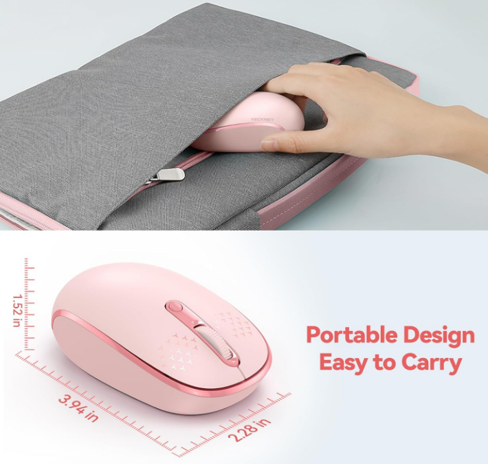 Pink Wireless Mouse, 2.4G USB Nano Receiver Plug & Play