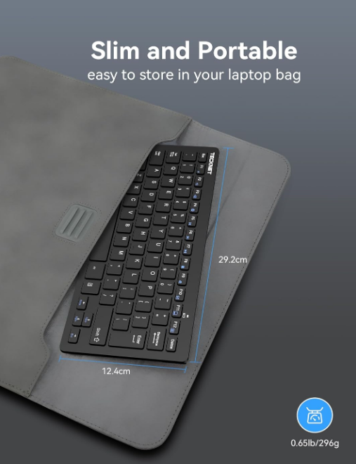 Black Mini Compact Wireless Keyboard With Hot Keys USB-A Receiver