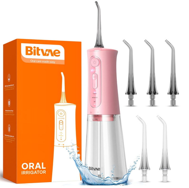 Water Dental Flosser Teeth Picks, Quartz Pink Cordless Rechargeable