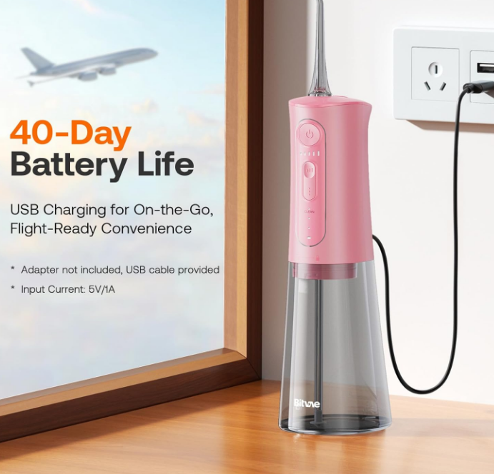 Water Dental Flosser Teeth Picks, Quartz Pink Cordless Rechargeable