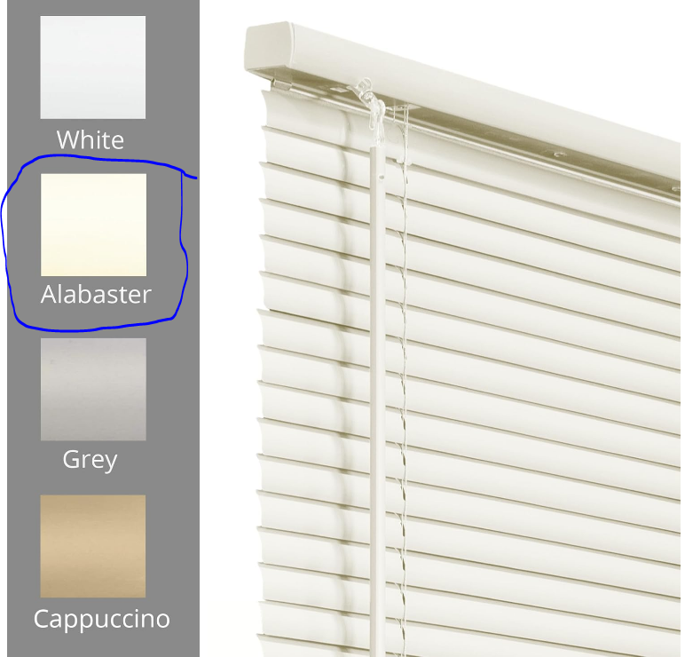 Chicology Window Blinds, Alabaster 36 Inches Wide X 48 Inches Height
