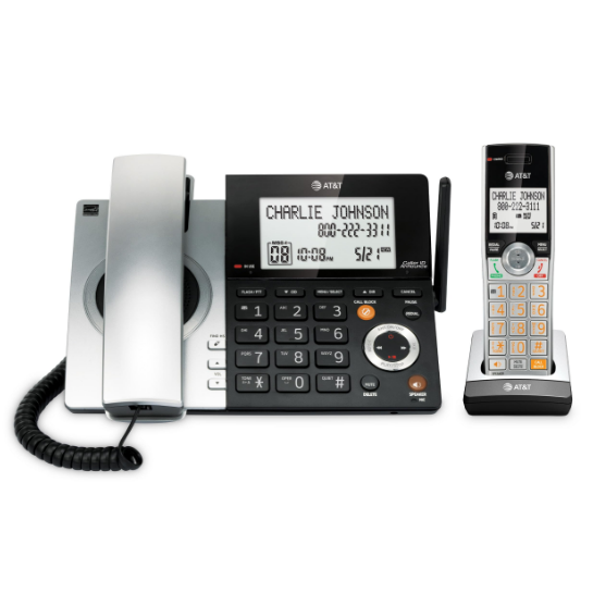 AT&T CL84107 Corded/Cordless Phone w/ Smart Call Blocker, Black&Silver 1 Handset