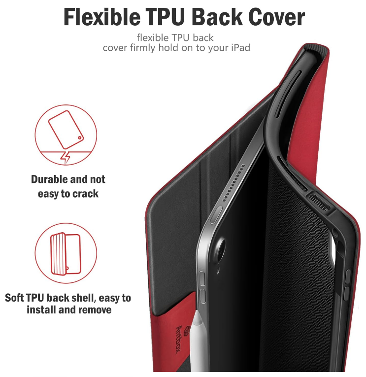 Antbox for iPad Air 13 Inch Case 2025 M3 /2024 M2, Built-in Pencil Holder, Red