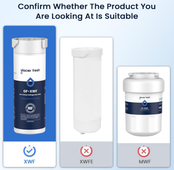 Glacier Fresh XWF Replacement For GE XWF Refrigerator Water Filter Pack Of 2