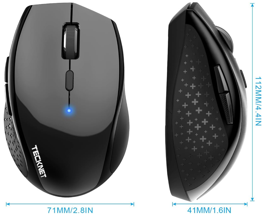 Tecknet Bluetooth Mouse-Shiny Black 4800 DPI For Windows
