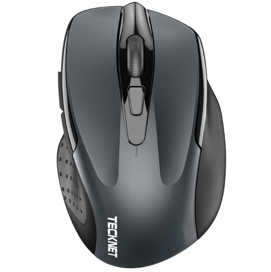 Tecknet Bluetooth 5.0/3.0 & USB Wireless Mouse-Grey With Adjustable DPI 6 Buttons Wide Compatibility
