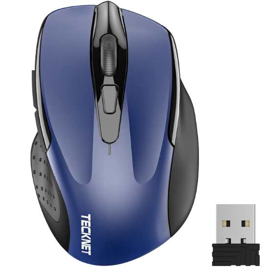 Tecknet USB Wireless Mouse-Black & Blue Ergonomic 6 Buttons