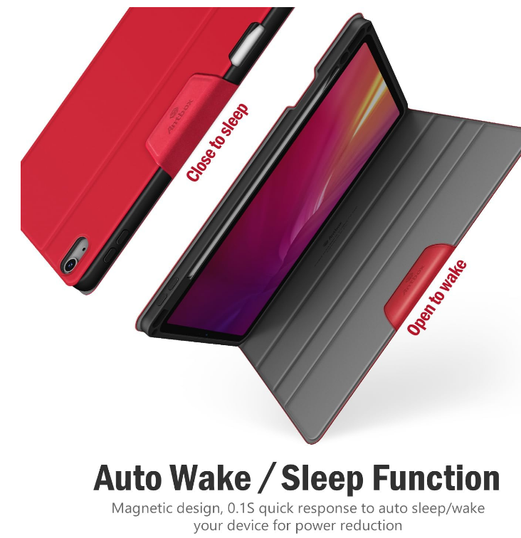Antbox for iPad Air 13 Inch Case 2025 M3 /2024 M2, Built-in Pencil Holder, Red