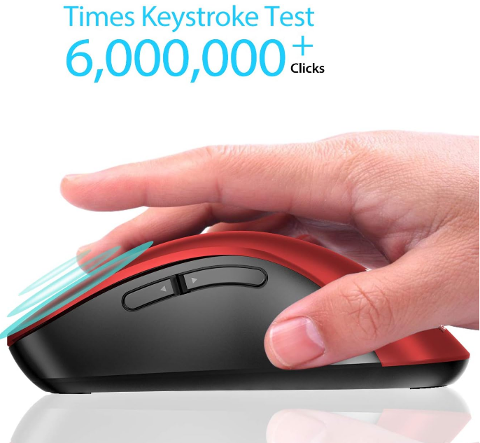 Memzuoix 2.4G Wireless Mouse-Red 1400 DPI USB Receiver Smooth Grip