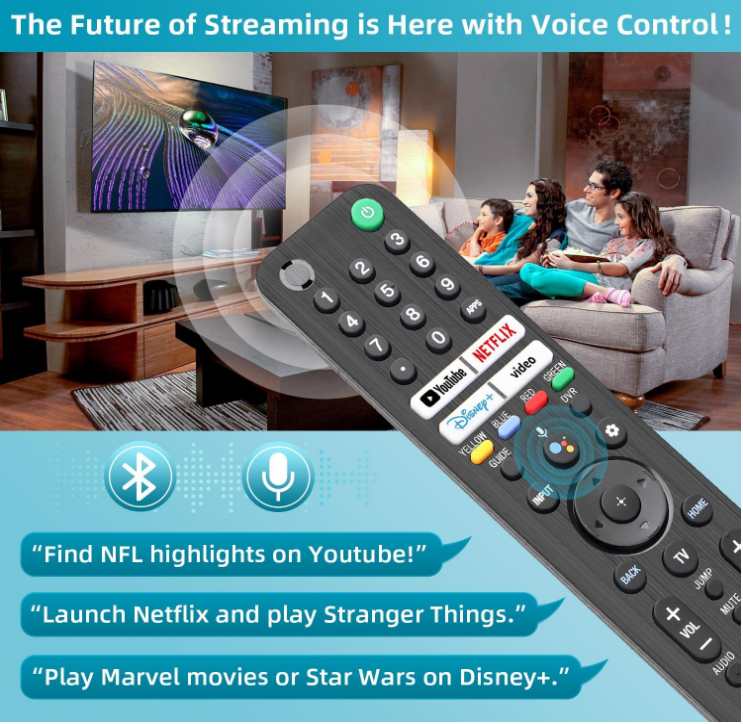 Replacement For Sony TV Remote 2019-2024, Bravia Smart TV Voice Control