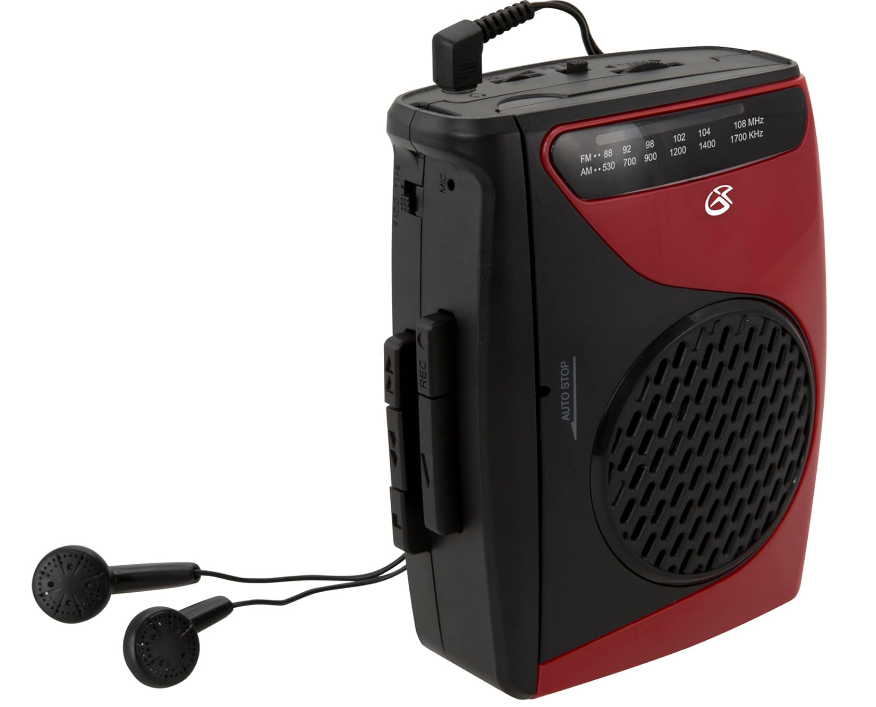 Portable Cassette & AM/FM Portable Player With Headphones & Built-in Speaker