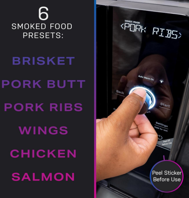 GE Profile Smart Indoor Pellet Smoker Active Smoke Filtration WiFi Connected Countertop
