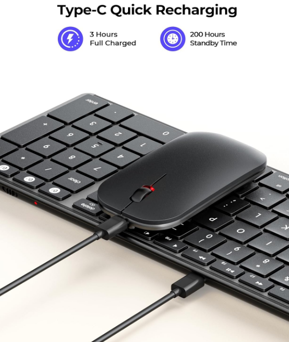 Bluetooth Keyboard & Mouse Bundle-Space Gray Multi-device Rechargeable For Apple