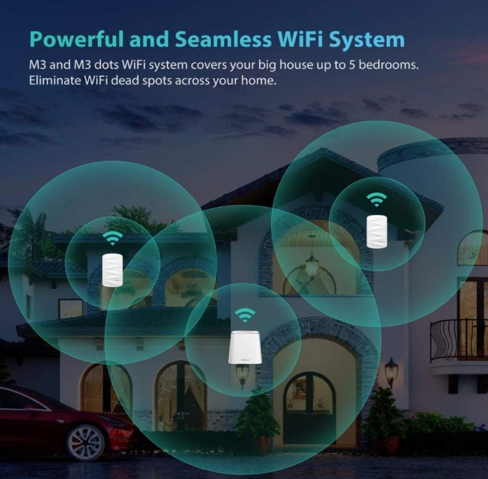 MeshForce M3 Dot Wall Plug WiFi Extender-for M1 & M3 Whole Home Mesh WiFi System