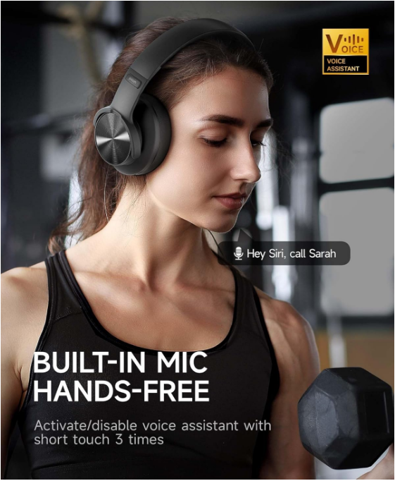 Picun B8 Bluetooth Headphones-Black 120H Playtime 3 EQ Modes Hands Free Calling