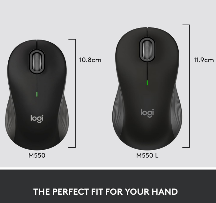 Logitech Signature M550LFull Size Wireless Mouse Black For Large Hands Bluetooth/USB