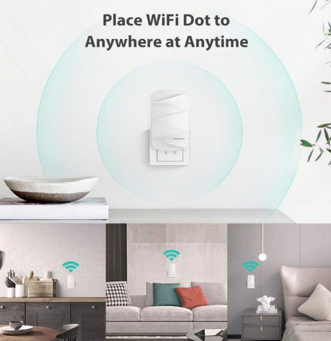 MeshForce M3 Dot Wall Plug WiFi Extender-for M1 & M3 Whole Home Mesh WiFi System