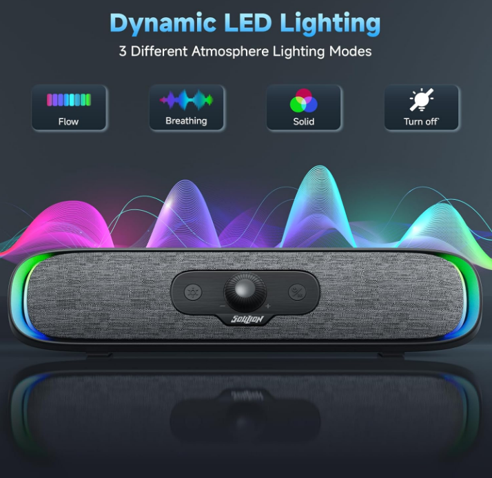 Soulion R200 Bluetooth Computer Speakers-Compact USB Powered LED Lights