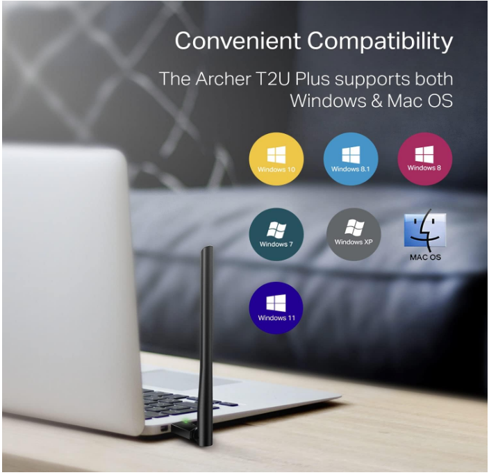 TP-Link AC 600 USB WiFi Adapter For PC Archer T2U Plus Dual Band 5G/2.4G