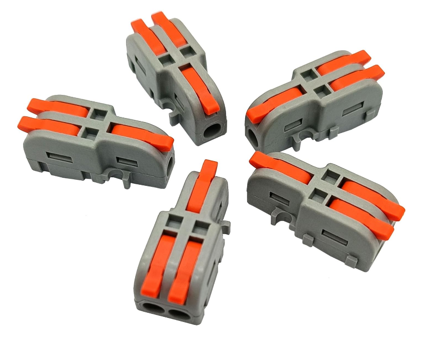 5 Wire Connectors Compact Lever Wire Nuts 1 In 2 Out 28-12 AWG Quick Connect