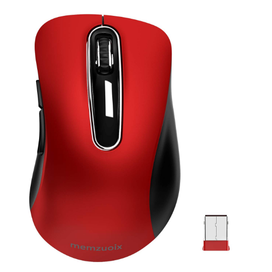 Memzuoix 2.4G Wireless Mouse-Red 1400 DPI USB Receiver Smooth Grip