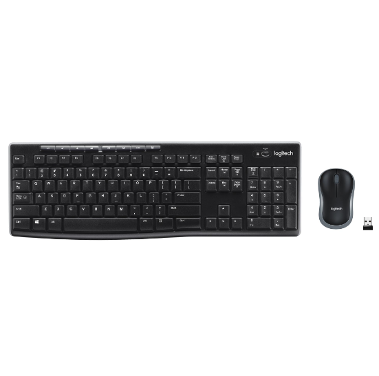 Logitech MK270 Wireless Keyboard & Mouse Combo-Black USB 8 Multimedia Keys Compact Mouse