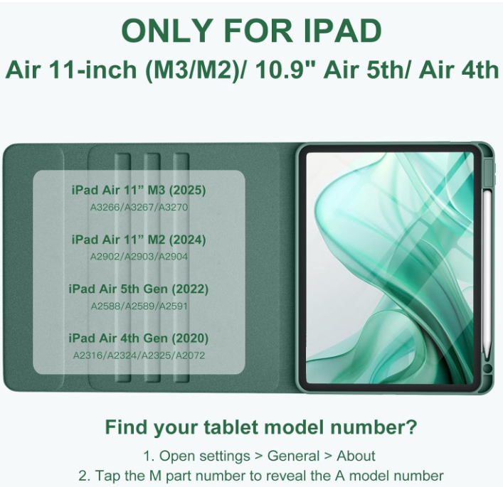 Backlit Keyboard Folio Case For iPad 11/10.9" 4th 5th Gen M3/M2-Pine Green