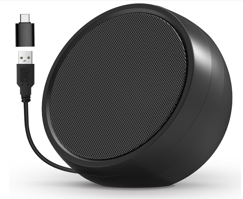 USB Computer Speaker For Laptop Black Plug & Play Volume Buttons