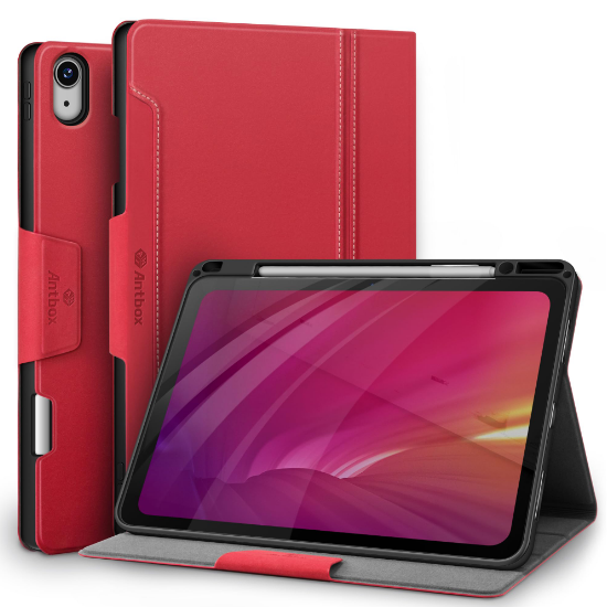 Antbox for iPad Air 13 Inch Case 2025 M3 /2024 M2, Built-in Pencil Holder, Red