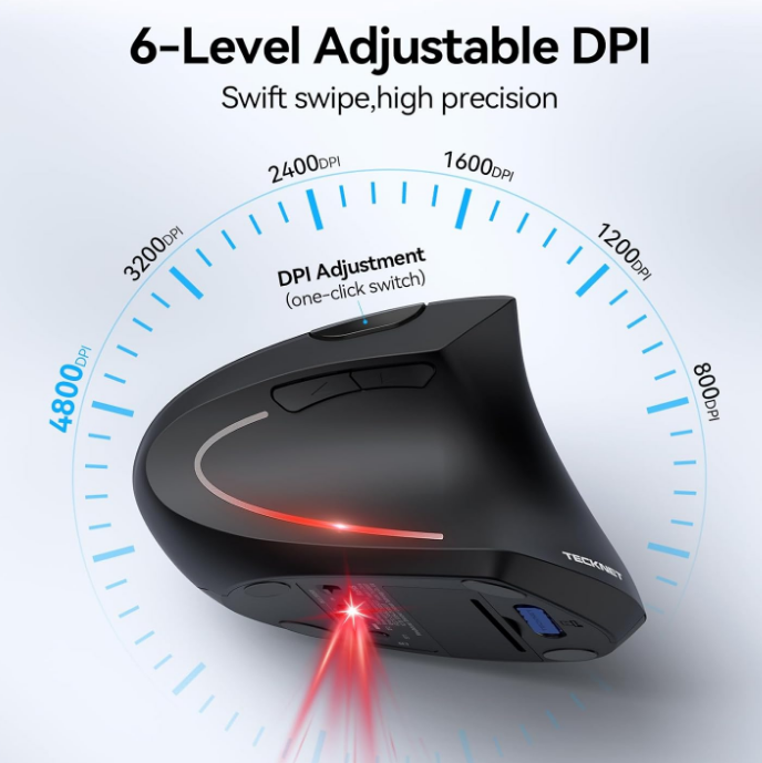 TECKNET Ergonomic Mouse 4800 DPI Wireless Vertical Mouse