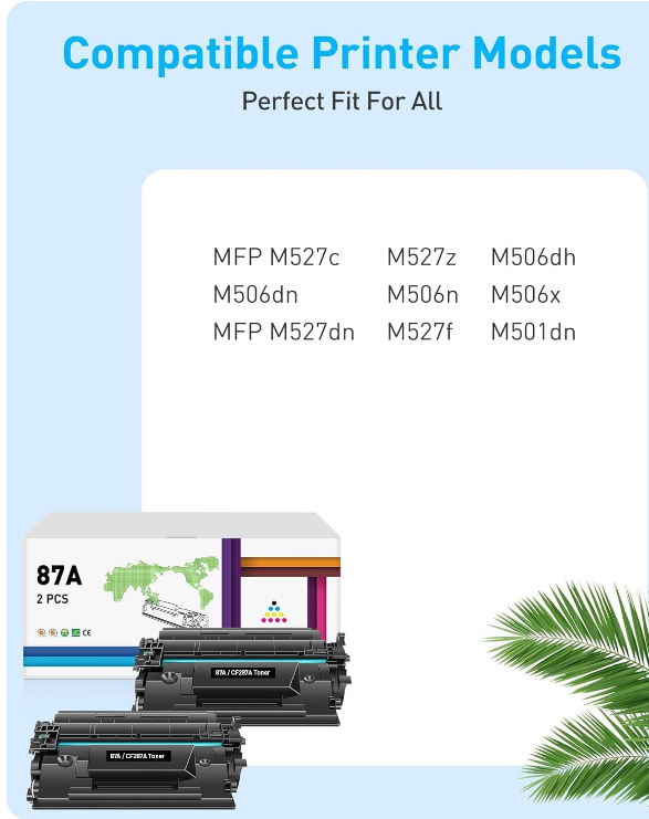 Compatible Toner Cartridge Replacement For HP 87A/CF287A/87X Black 2-Pack