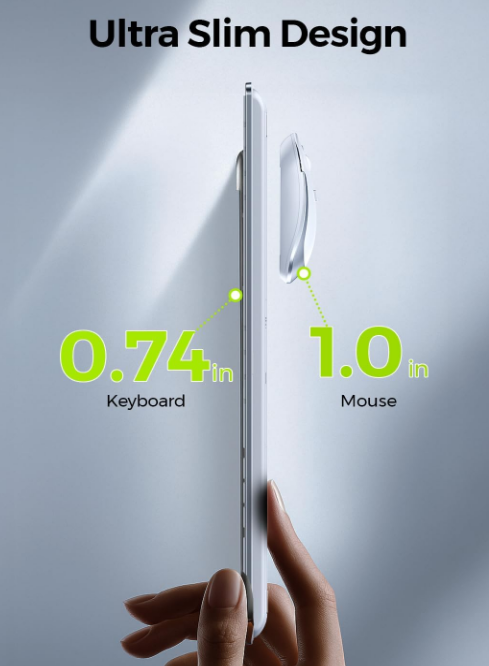 Wireless Full Size Keyboard & Mouse Combo, White/Silver 2.4G USB Thin
