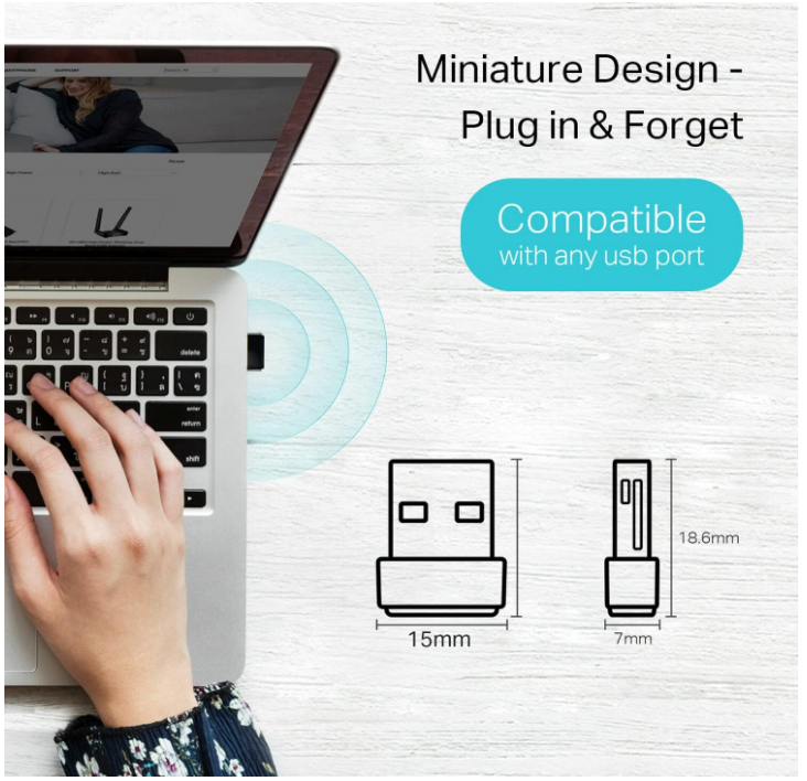 TP-Link Nano AC600 USB WiFi Adapter (Archer T2U Nano) 5G/2.4G Dual Band Travel Size PC/Mac