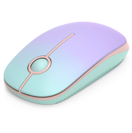 USB Wireless Mouse-Gradient Mint Green To Purple Slim Portable