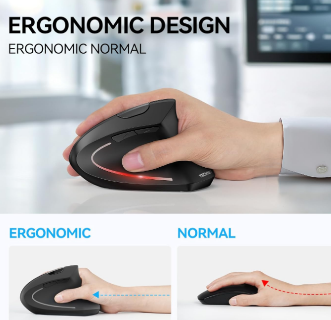 TECKNET Ergonomic Mouse 4800 DPI Wireless Vertical Mouse