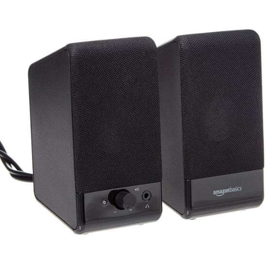 Amazon Basics USB-Powered Computer Speakers For PC/Laptop Volume Control Black