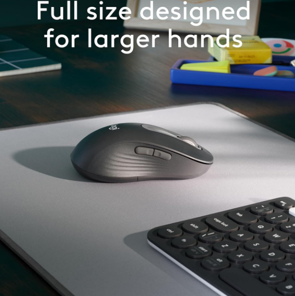 Logitech M650L Left Signature BT & USB Wireless Mouse-Graphite Large Left Handed Silent Click