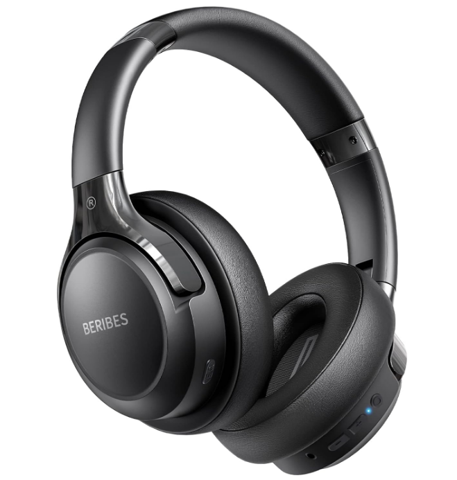 Beribes Bluetooth Headphones-Black Over Ear 65H Playtime Hands Free Calling Foldable HiFi Stereo