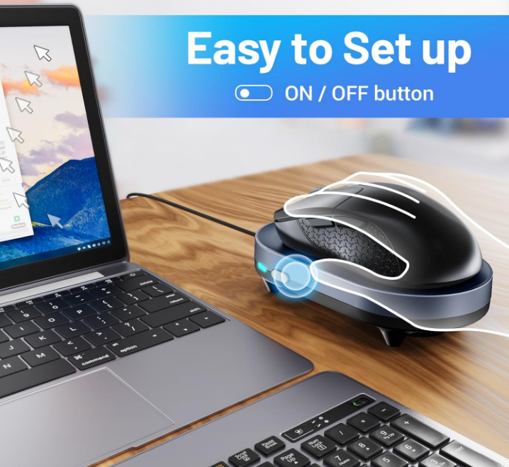 Undetectable Mouse Jiggler-Blue Black Auto Mover w/ On/Off Switch USB-C Port