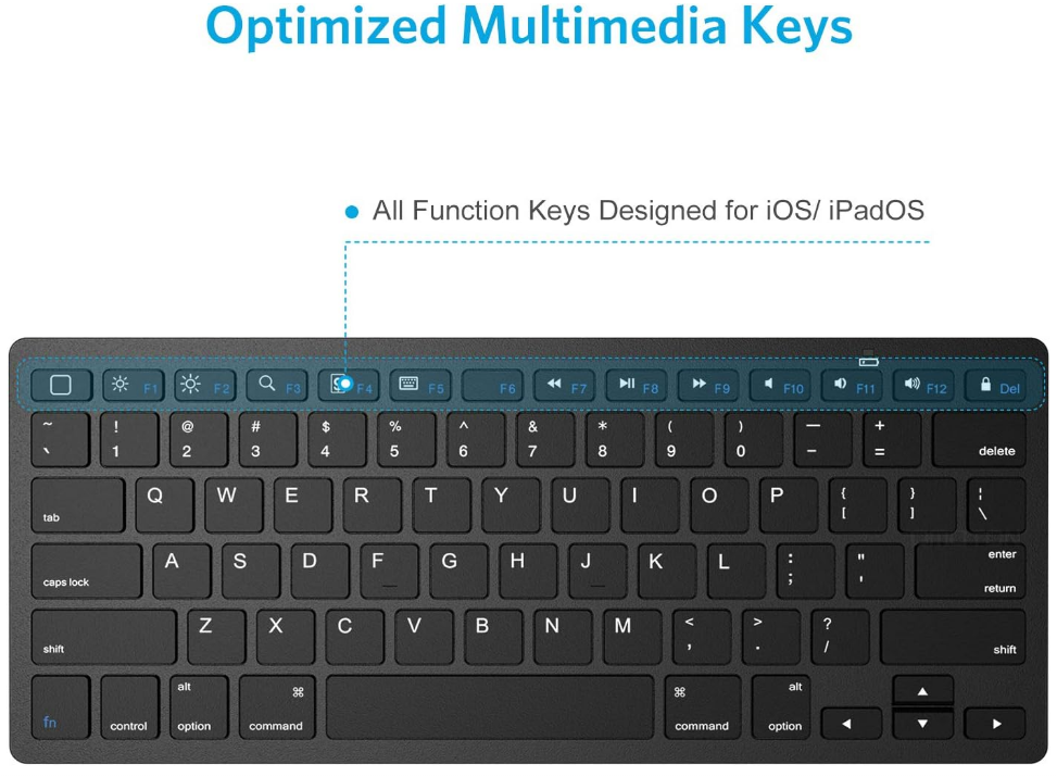 Bluetooth Keyboard Compatible With Apple Bluetooth Enabled Devices, Black