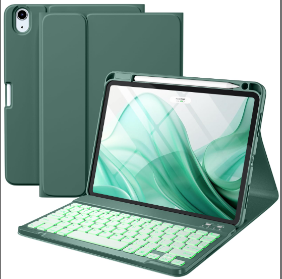 Backlit Keyboard Folio Case For iPad 11/10.9" 4th 5th Gen M3/M2-Pine Green