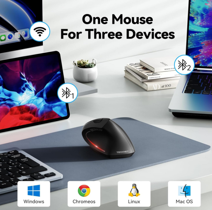 TECKNET Ergonomic Mouse 4800 DPI Wireless Vertical Mouse