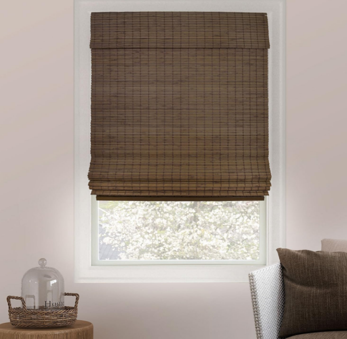 Bamboo Blackout Window Blinds 34" W x 64" H Dark Brown
