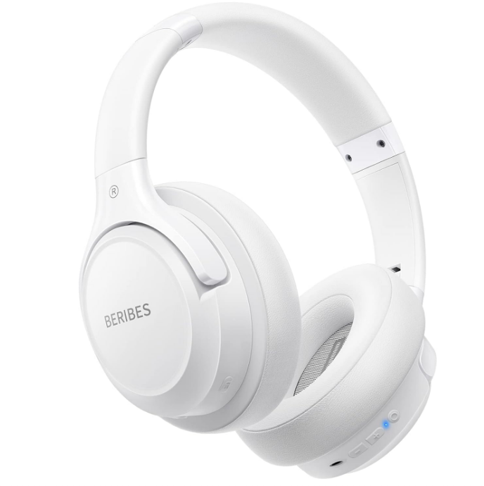 Beribes White Bluetooth Headphones 65H Playtime 6EQ Music Mode Hands Free Calling