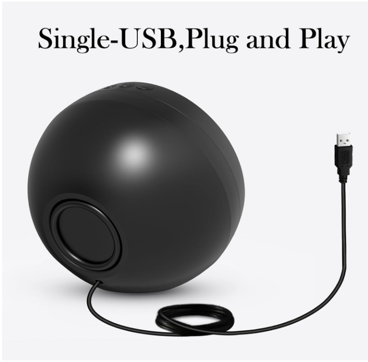 USB Computer Speaker For Laptop Black Plug & Play Volume Buttons
