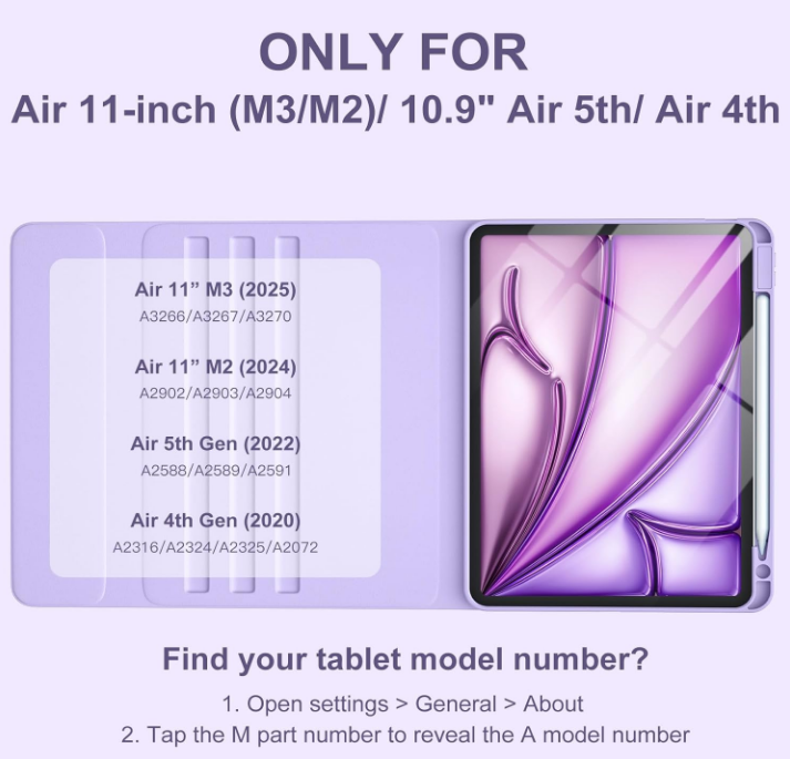 Backlit Keyboard Case For iPad Air 11" M3/M2 5th/4th Gen-Purple